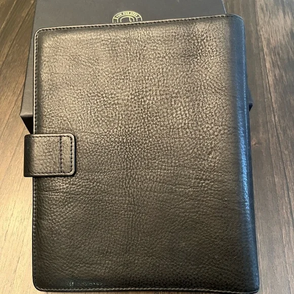 A5 custom Van Der Spek Janet Leather Planner / Organizer in Black & Olive - Picture 3 of 11